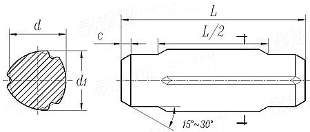 ASME/ANSI B 18.8.100M (B18.8.9M T4) - 2000 (R2005) 米制 中部帶1/2全長 平行溝槽 槽銷 TYPE 43 [TABLE 4]